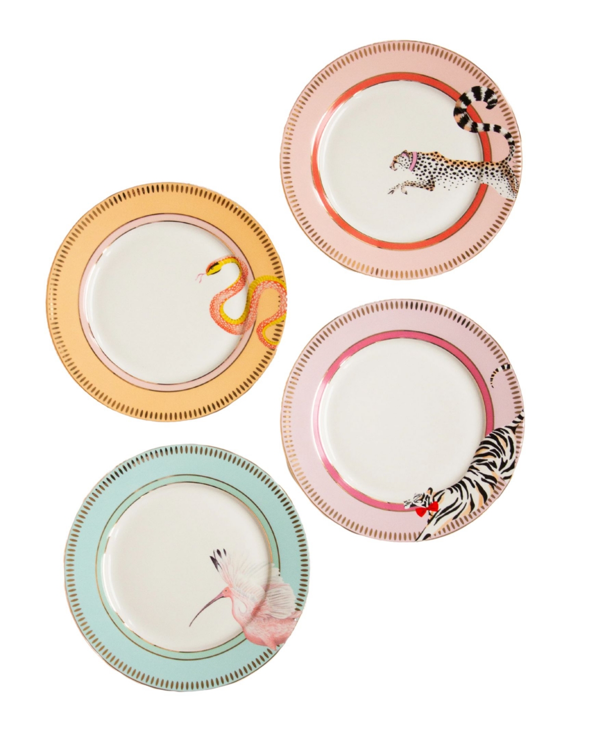 Yvonne Ellen Animal Side Plates, Set Of 4 In Multi