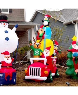 9ft Inflatable Santa Claus Drives a Car with Built-in LED for Garden