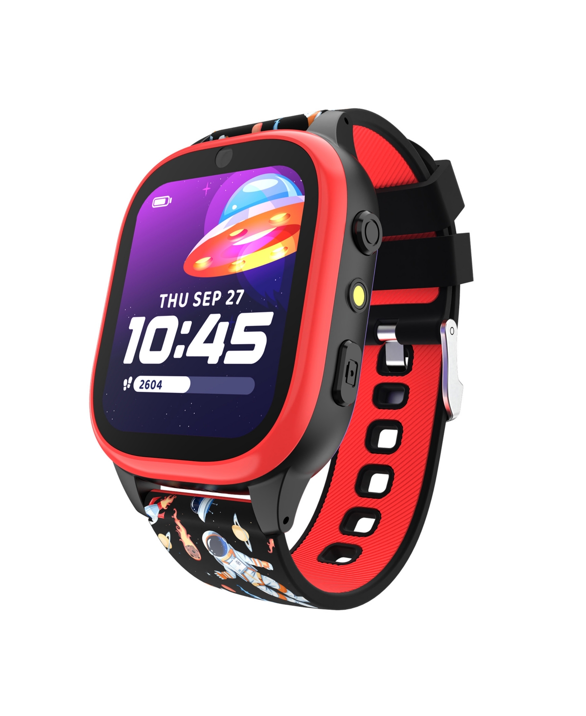 Playzoom 4 Kids Red And Black Print Leather Silicone Strap Smartwatch, 49mm In Multi