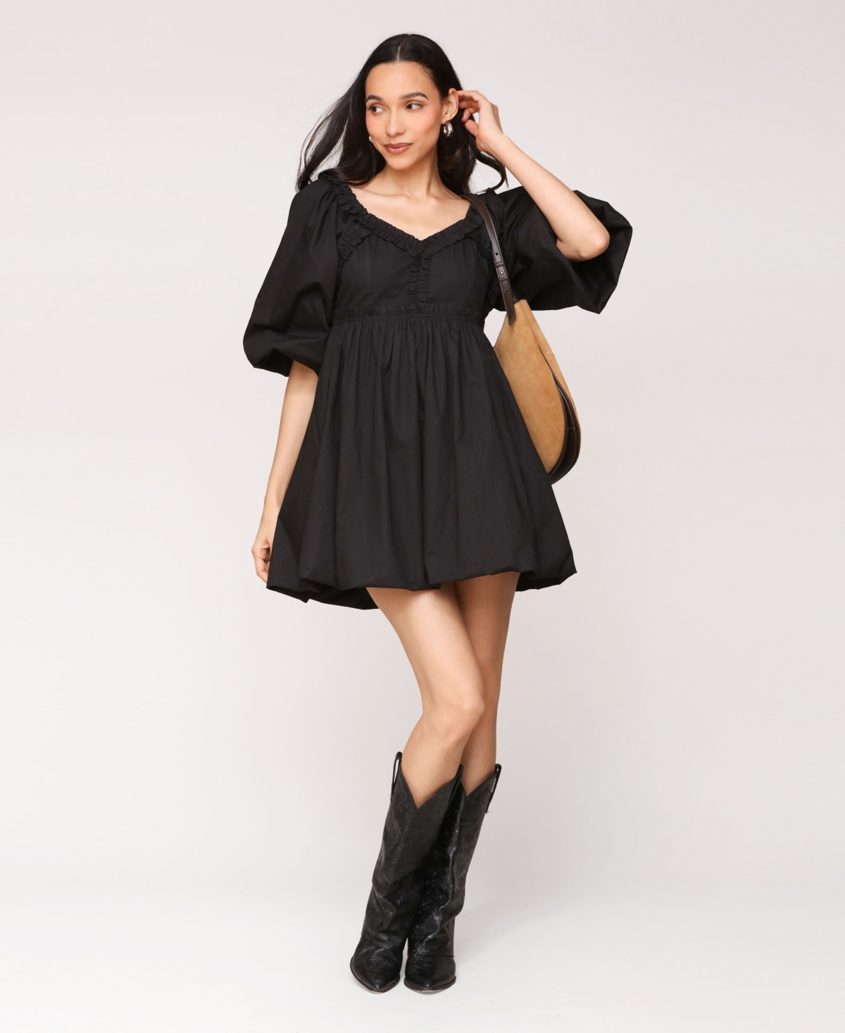 Women's Cotton Sweetheart A-Line Dress - Black