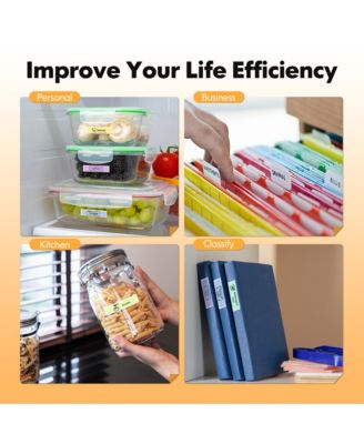 P31-S Portable Bluetooth Label Maker with tape. Features multiple templates for home, office & storage organization. White