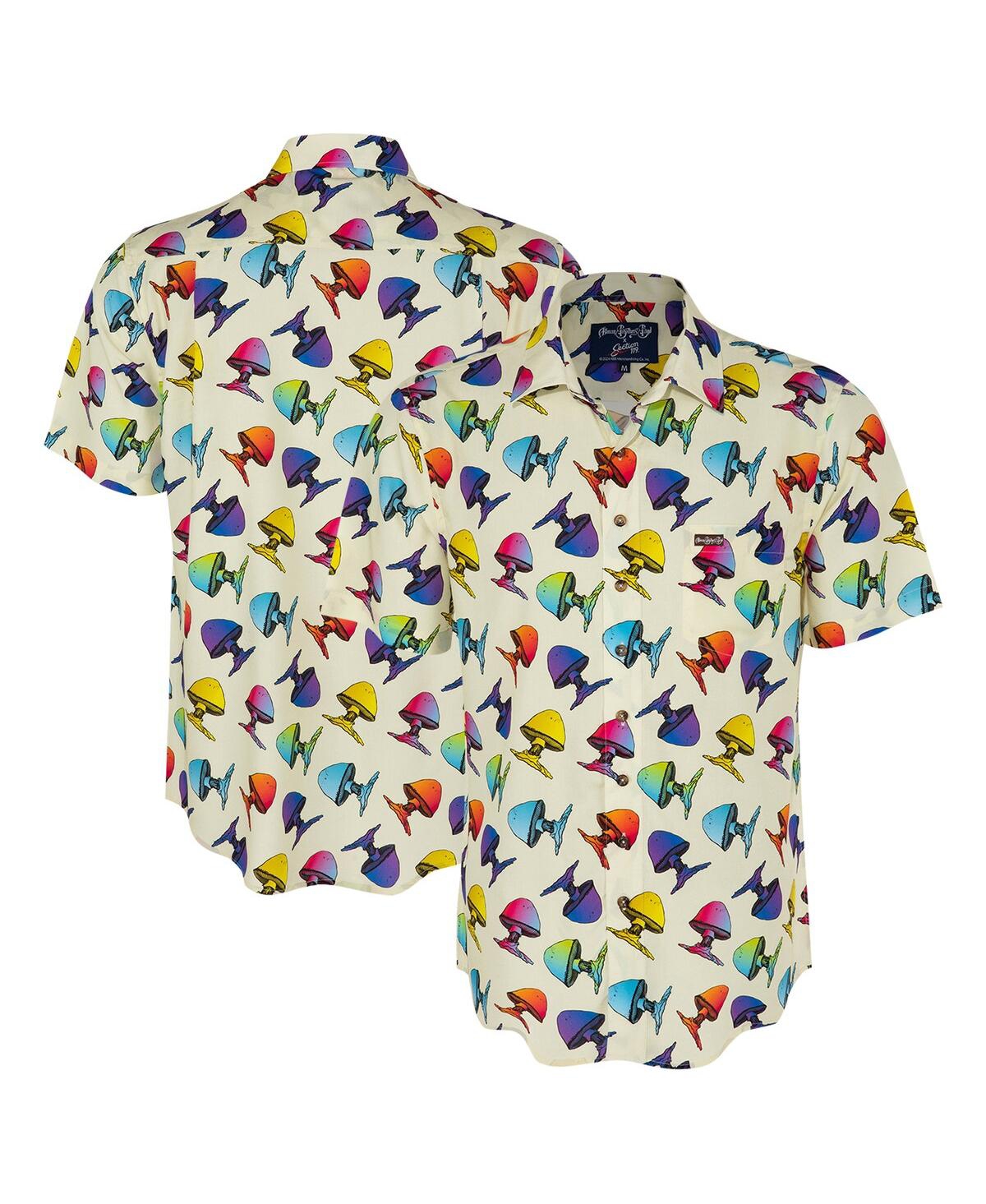 Men's Cream The Allman Brothers Band Rainbow Mushroom Button-Down Shirt - Cream