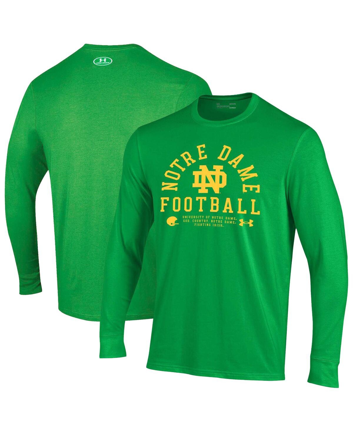 Men's Kelly Green Notre Dame Fighting Irish 2025 Sideline Football Performance Cotton Long Sleeve T-Shirt - Kelly Green