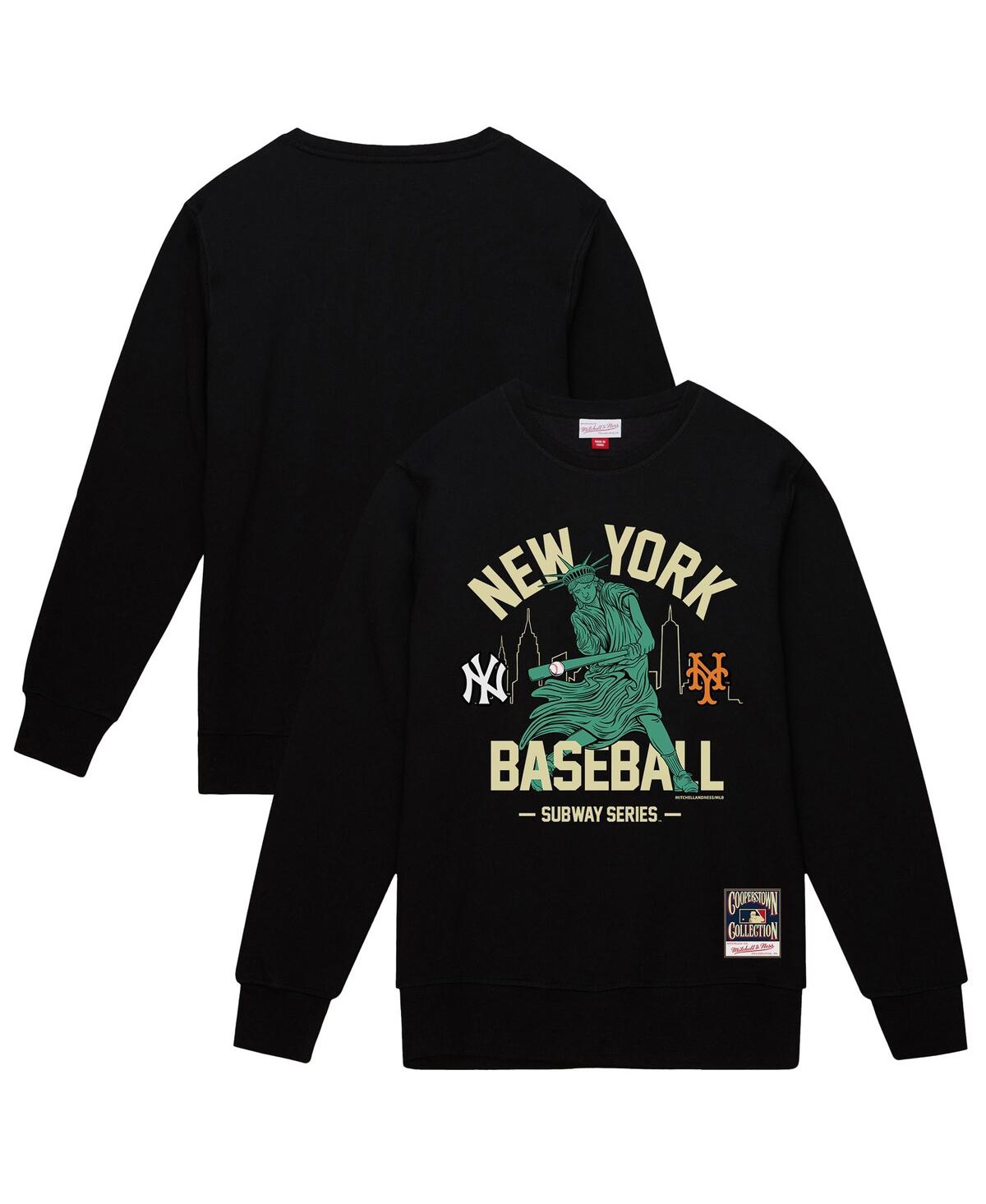 Men's Black New York Yankees vs. New York Mets Subway Series Swinging Liberty Pullover Sweatshirt - Black