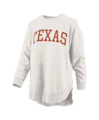 Women's Oatmeal Texas Longhorns M&eacute;lange Poncho Vintage Fleece Long Sleeve Pullover Sweatshirt