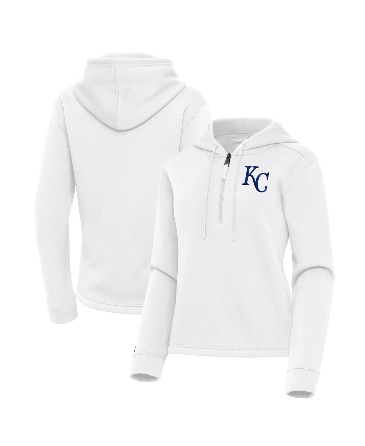 Women's White Kansas City Royals Contemporary Quarter-Zip Hoodie - White