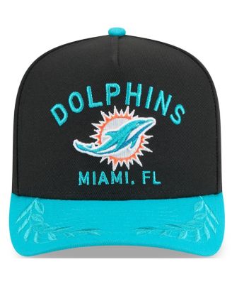 Big Boys and Girls Black/Aqua Miami Dolphins 2025 NFL Draft A-Frame 9FIFTY Snapback Hat