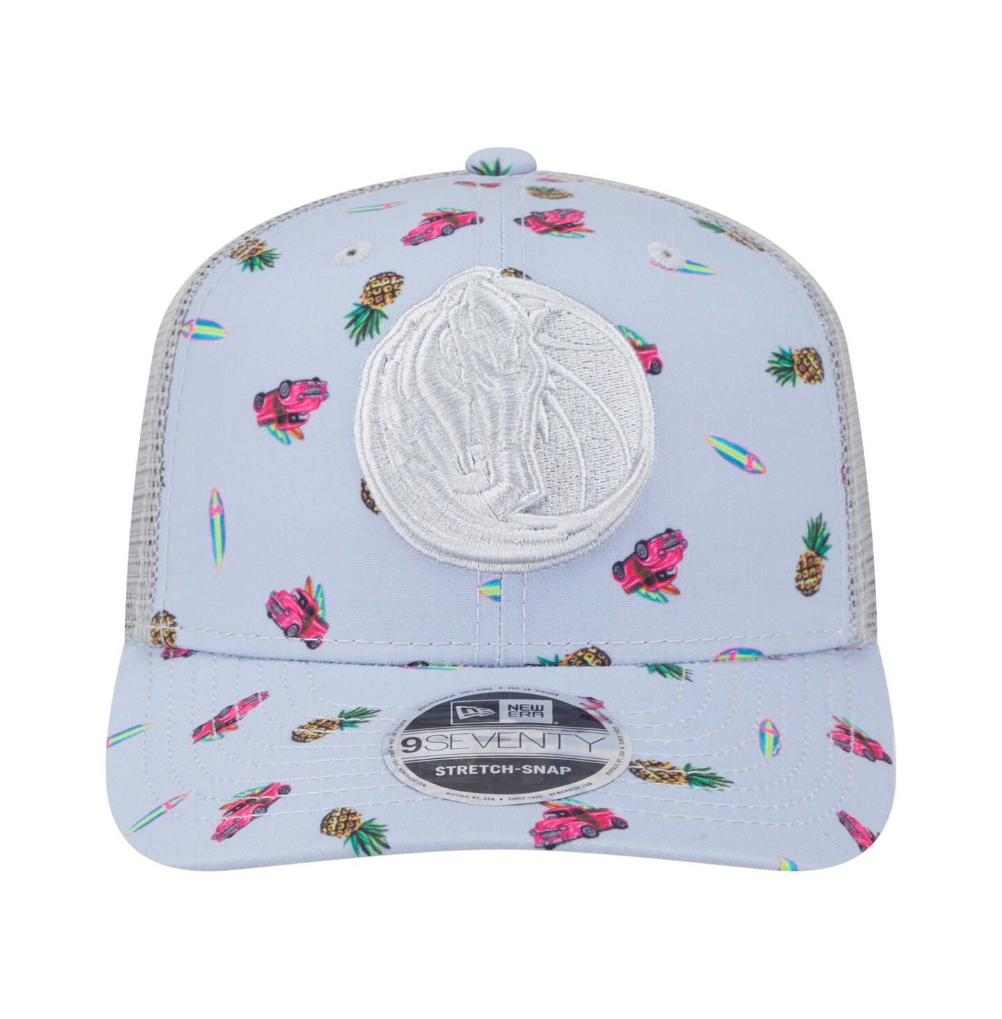 Мужской головной убор New Era Light Blue/Gray Dallas Mavericks Adventure Aloha Pattern 9SEVENTY Stretch-Snap Hat — фото 5