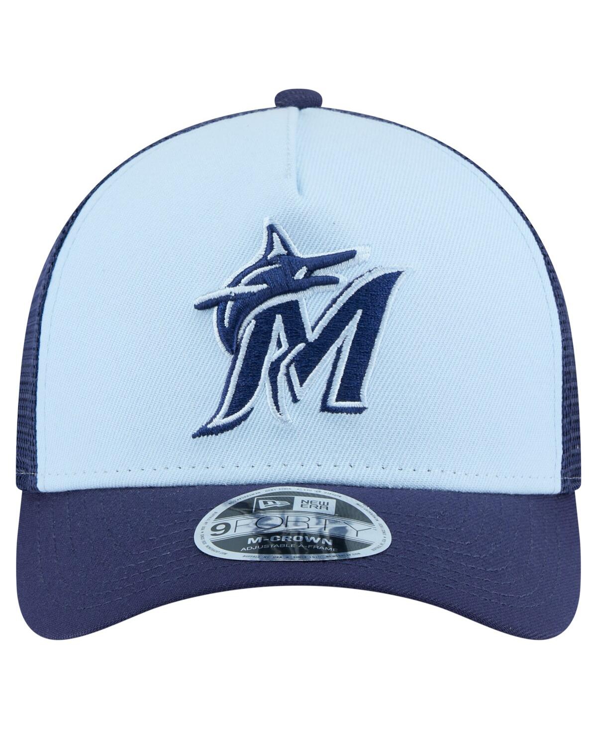 New Era Men's Light Blue/navy Miami Marlins 2-tone Color Pack 9forty M-crown A-frame Adjustable Hat In Multi