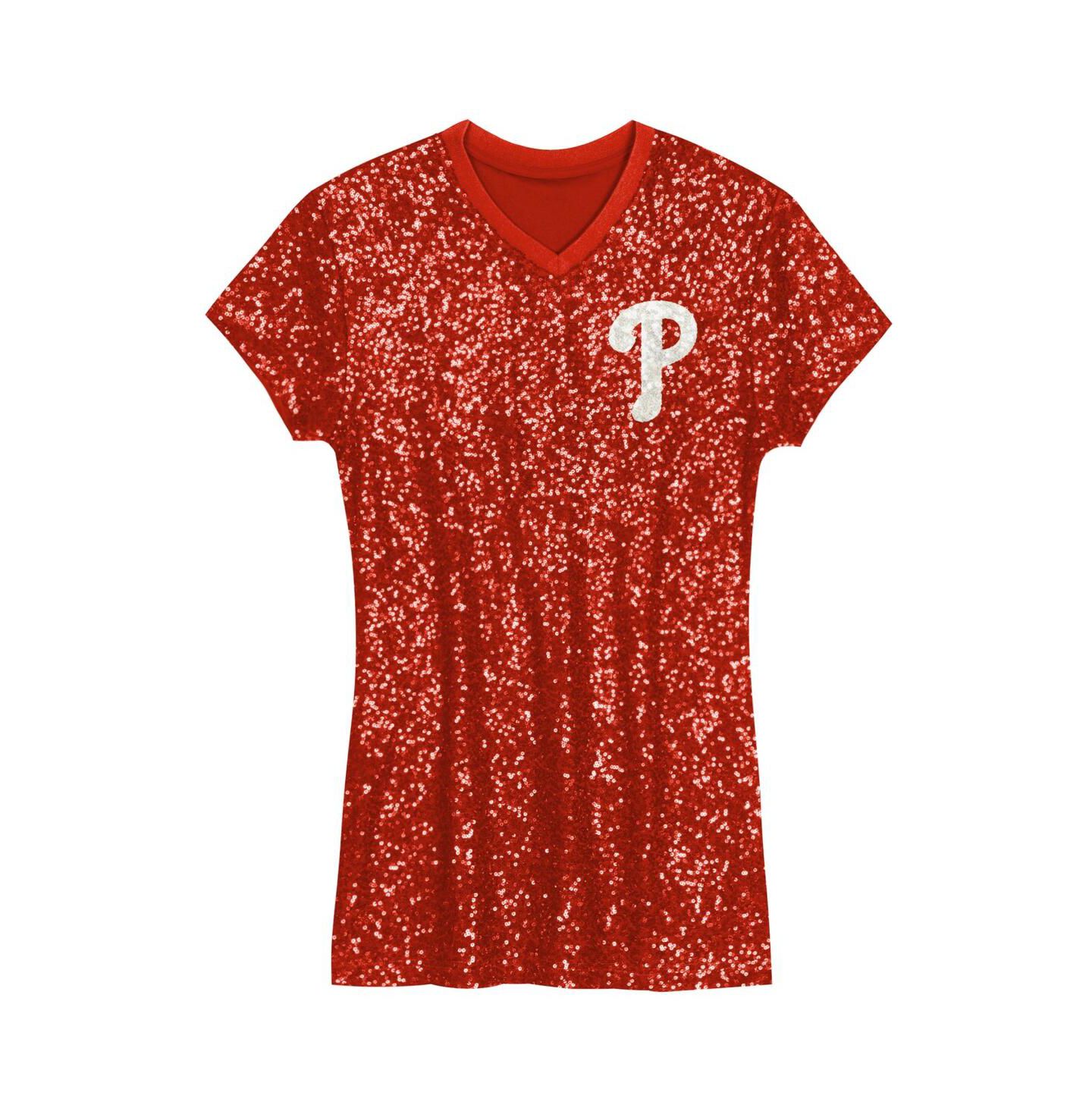 Платье Outerstuff Red Philadelphia Phillies Sequin V-Neck Dress для девочек — фото 3