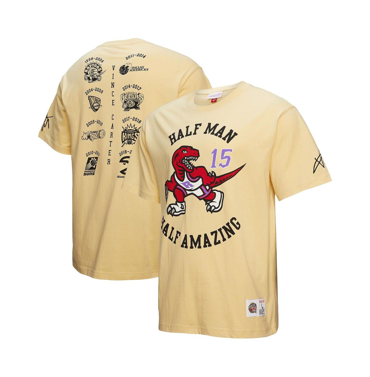 Мужская футболка Mitchell & Ness Vince Carter Cream Toronto Raptors Premium — фото 1