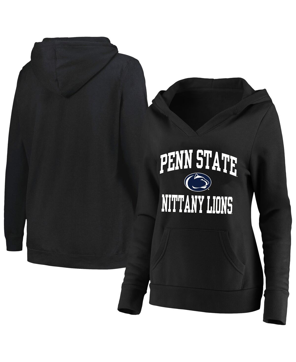 Women's Black Penn State Nittany Lions Plus Size Heart Soul Notch Neck Pullover - Black