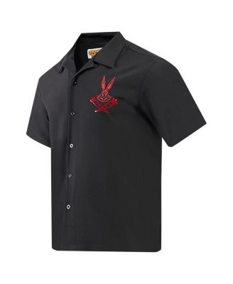 Men's Black Looney Tunes Bugs Bunny Melted Skeleton Button-Up Shirt