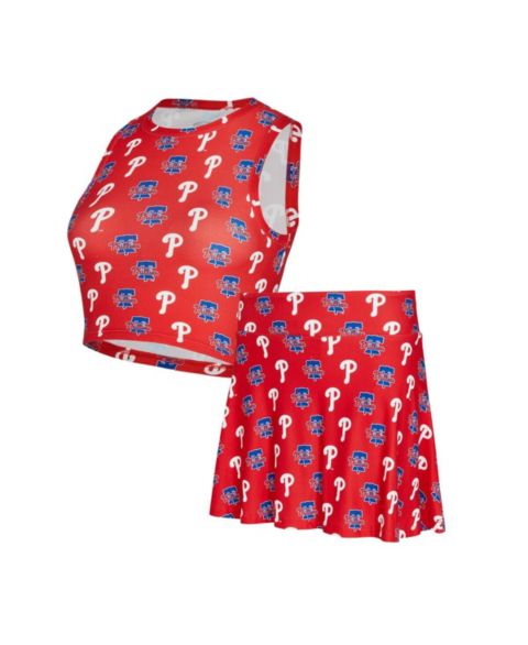 Женский комплект Concepts Sport Women's 2-Pieace Red Philadelphia Phillies Knit Tank Top and Skort Set