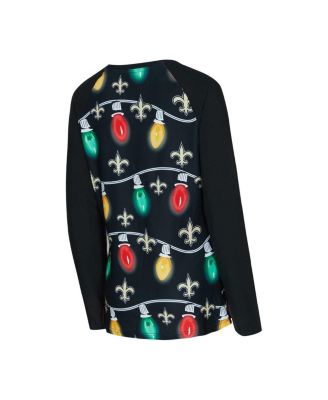 Women's Black New Orleans Saints Garland Knit Raglan Long Sleeve Top and Pants Set