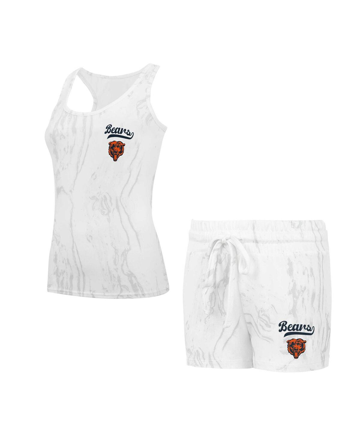 Women's Chicago Bears Quartz Hacci Knit Tank Top and Shorts Sleep Set - Cream, Gray