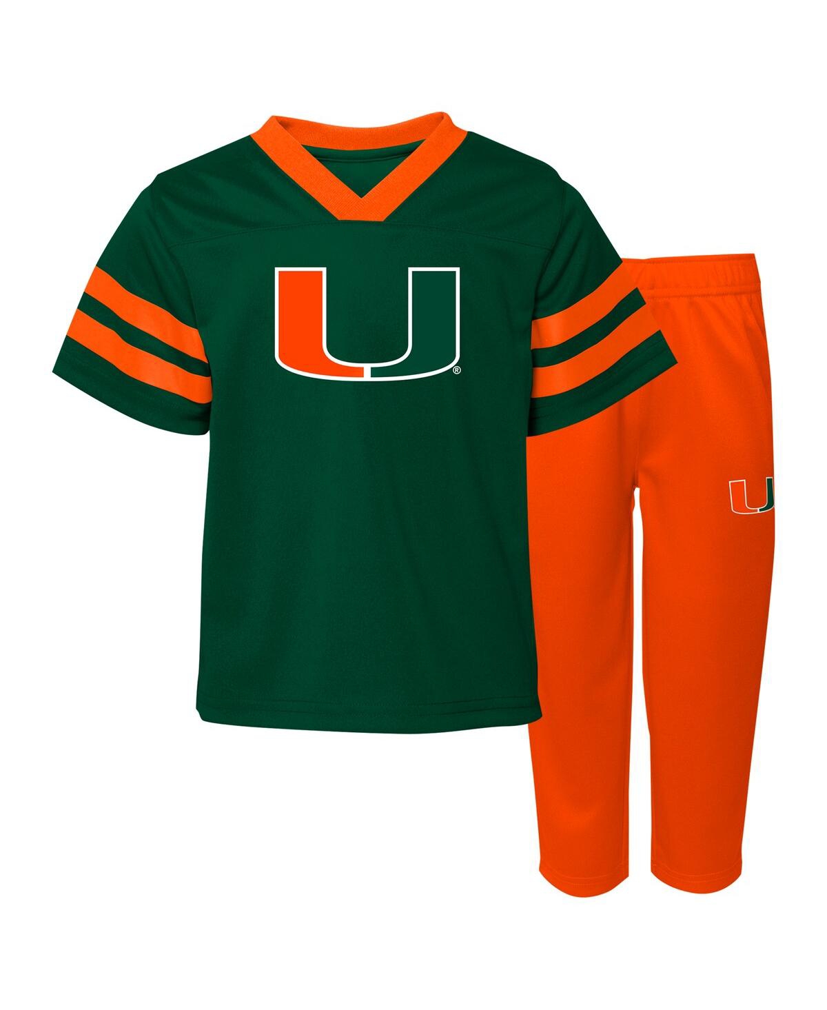 Outerstuff Kids' Big Boys And Girls Miami Hurricanes 2-piece Red Zone Jersey Pants Set In Multi