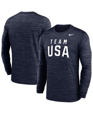 Nike - Men's Navy Team USA Training Velocity Long Sleeve Performance T-Shirt