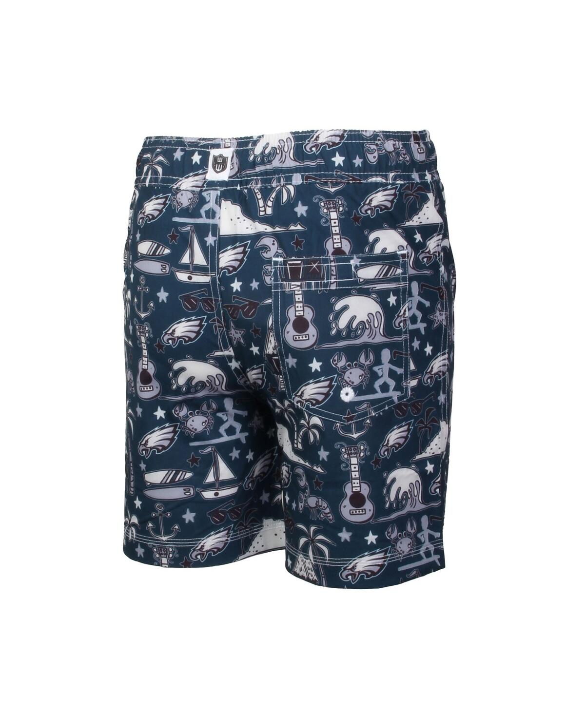 Wes & Willy Youth  Midnight Green Philadelphia Eagles Luau Swim Trunks In Blue