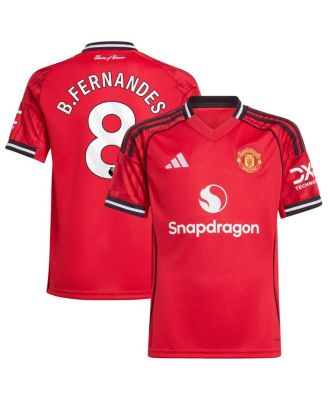 adidas - Big Boys and Girls Bruno Fernandes Red Manchester United Home 2025/26 Replica Player Jersey