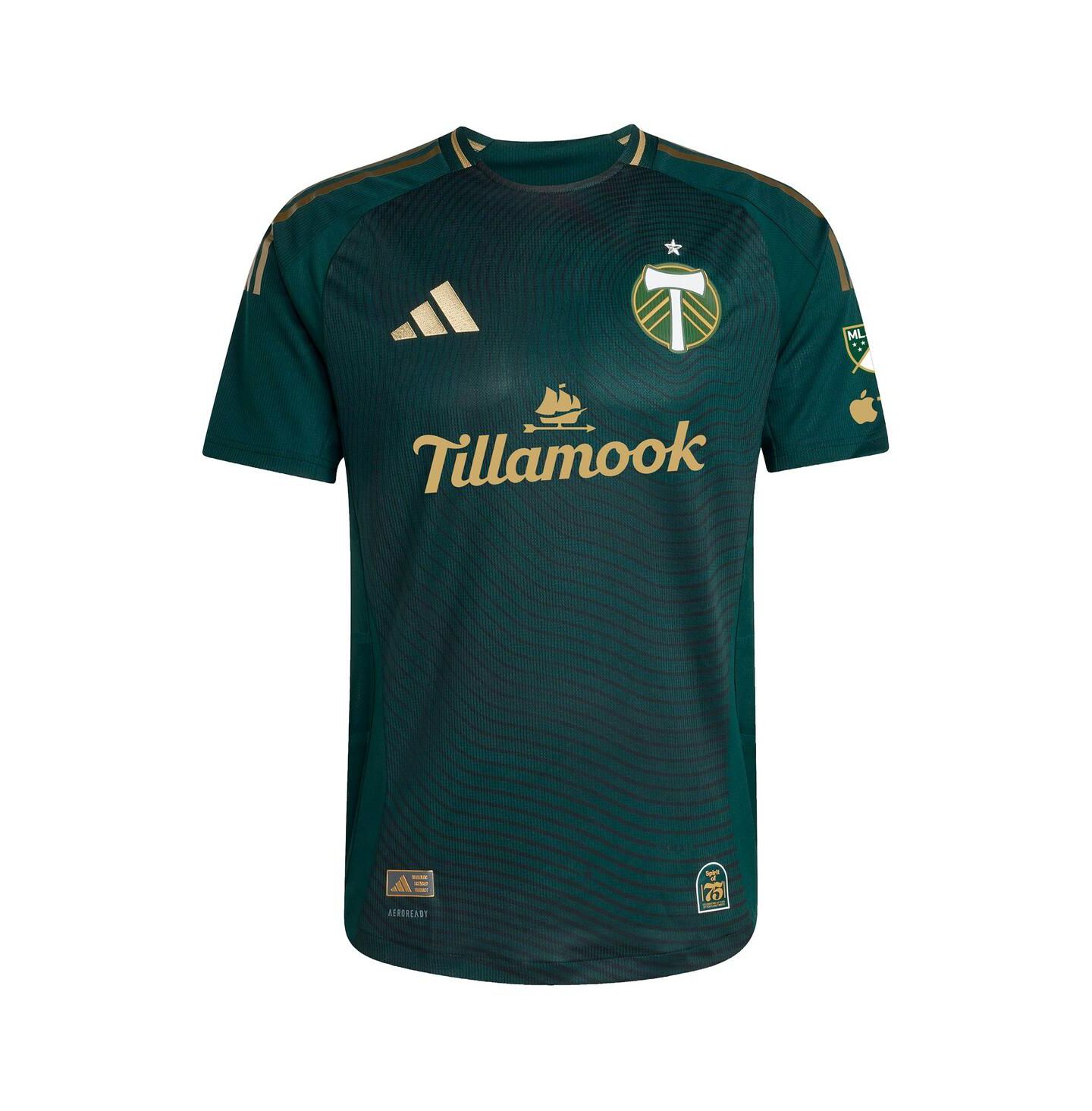 Мужской топ adidas Diego Chara Green Portland Timbers 2025 Forever Green Gold Authentic Player Jersey — фото 3
