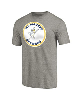 Men's Ash Milwaukee Brewers Cooperstown Collection Forbes Tri-Blend T-Shirt