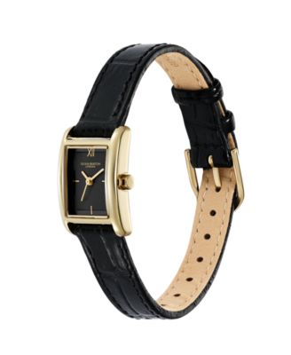 Women's Mini Grove Black Leather Calfskin Strap Watch, 16mm