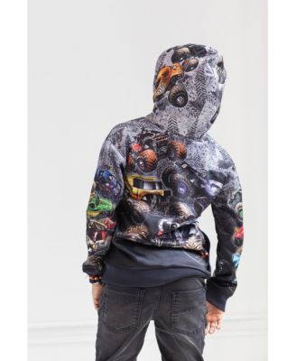 Zombie Grave Digger Megalodon Fleece Pullover Hoodie Toddler| Child Boys