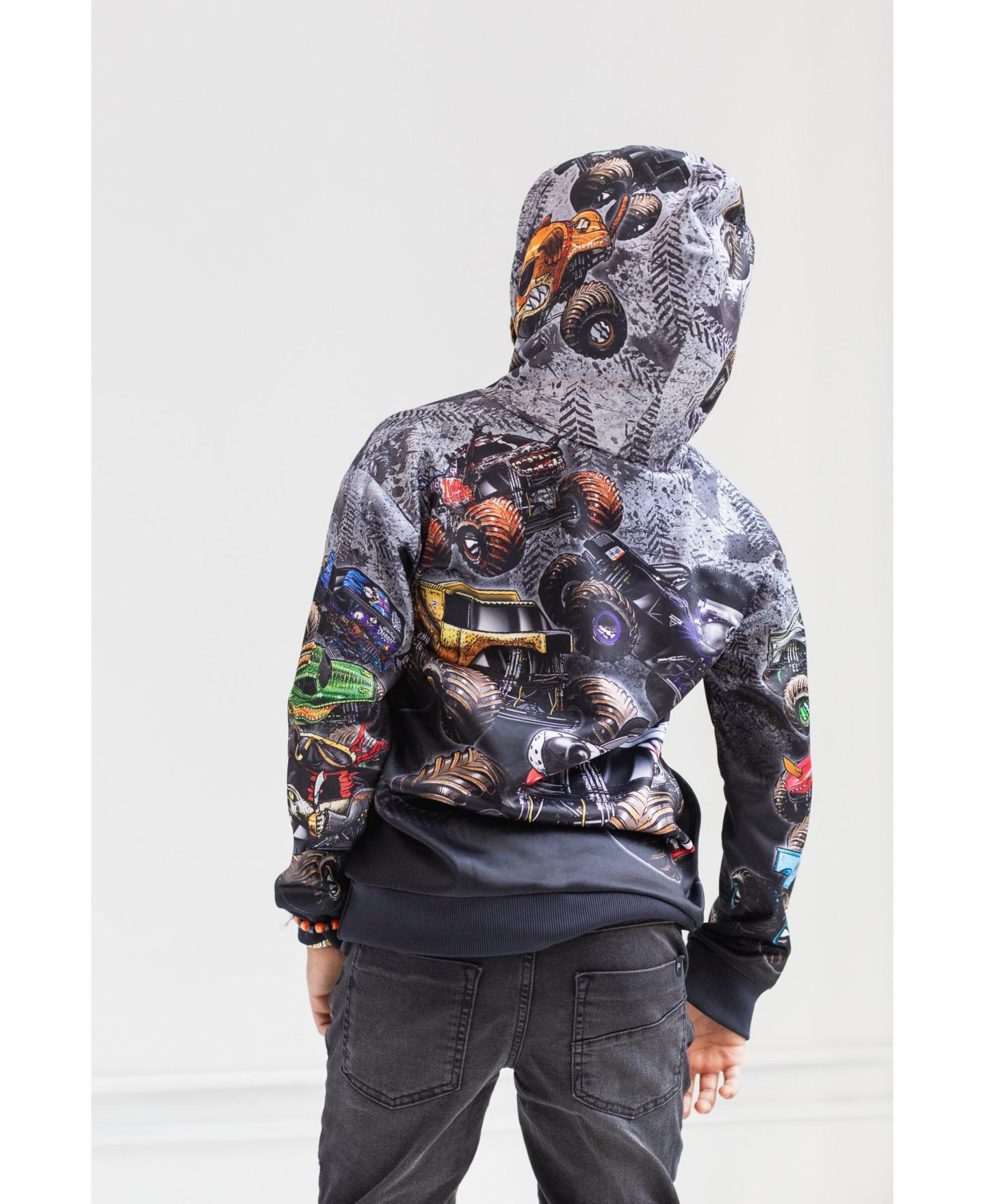 Детское худи Monster Jam Zombie Grave Digger Megalodon Fleece Pullover Toddler Child Boys, цвет: Угольный серый — фото 4