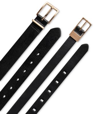 2-Pc. Skinny Faux-Leather & Embossed Belt Set