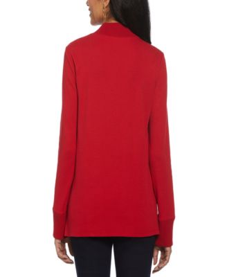 Petite Rivet Detail Mock Neck Long Sleeve Top