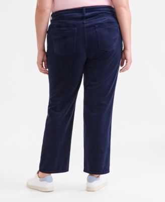 Plus Size High-Rise Straight-Leg Corduroy Pants