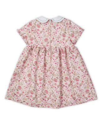 Little Girls Floral Dress With Embroidered Collar