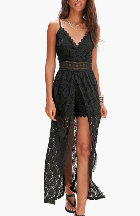 Женские комбинезоны LASCANA Women's Maxi Scalloped Lace Overlay Romper