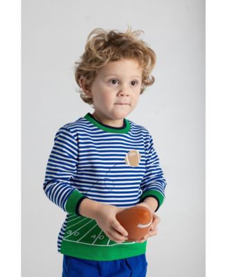 Toddler Boys Stripe Knit Shirt With Football Field