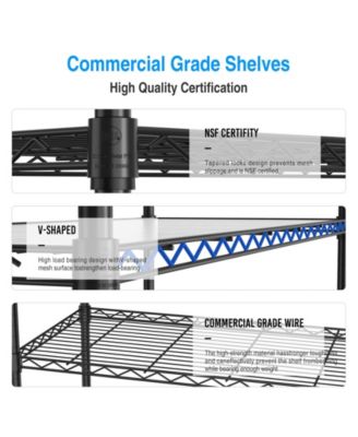 3 Tier Wire Shelving Unit, 1050 LBS NSF Height Adjustable Metal Garage Storage Shelves, Heavy Duty Storage Wire Rack Metal Shelves - Black