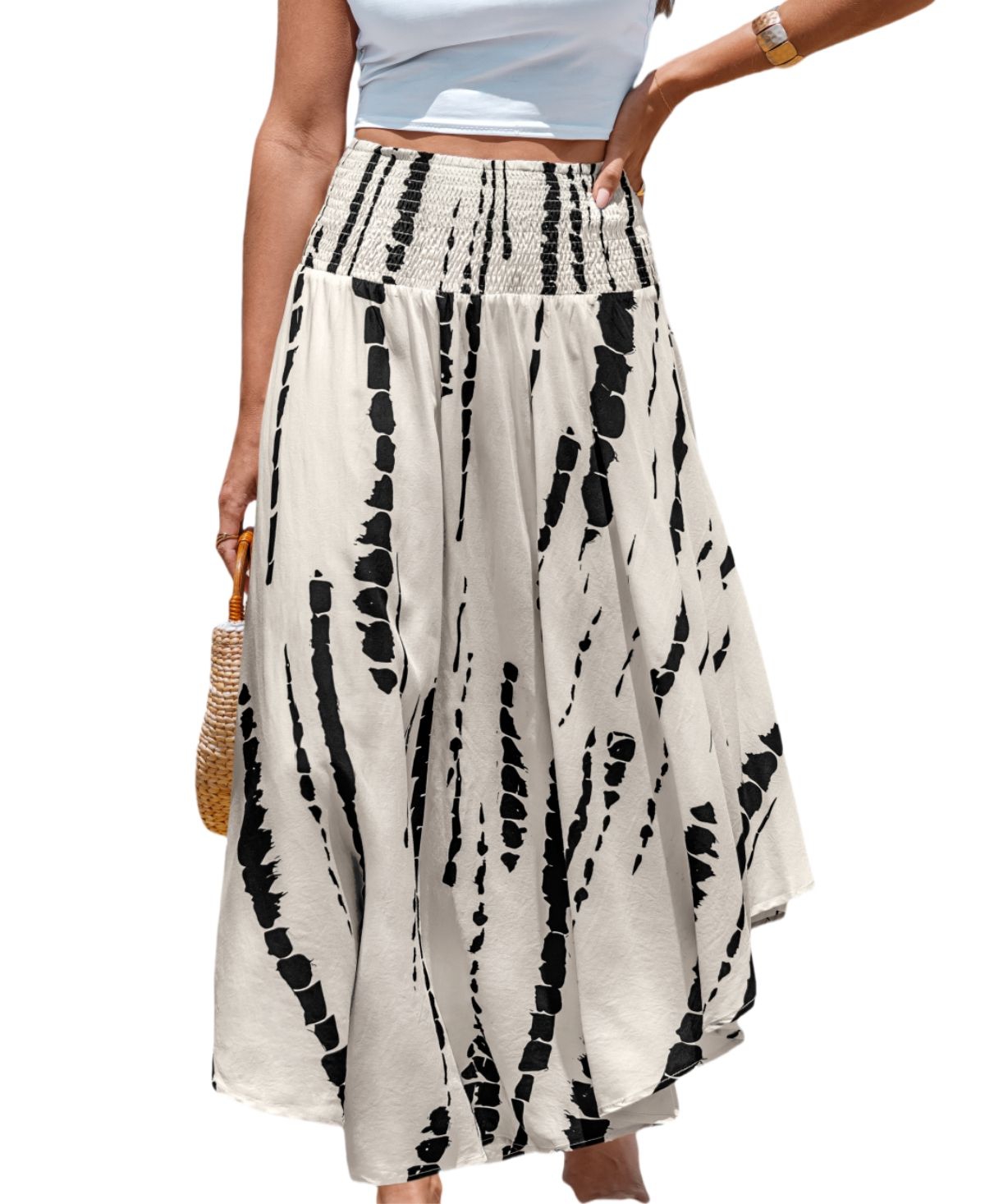 Women's Wander Free Abstract Maxi Skirt - White