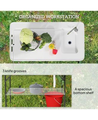 Folding Fish Cleaning Table with Sink, Faucet, Sprayer,