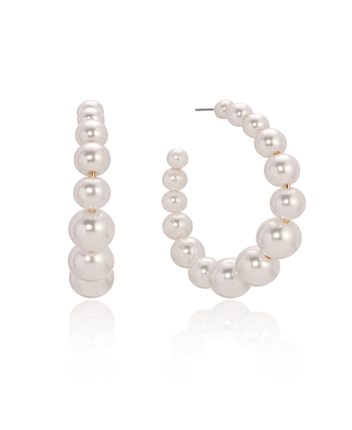 Cultured Pearl Bubble Hoops Earrings - White
