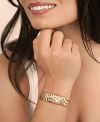 Ribbed Crystal Statement Cuff