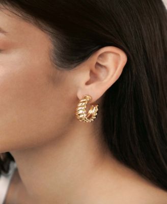 Modern Ribbed Hoops Earrings