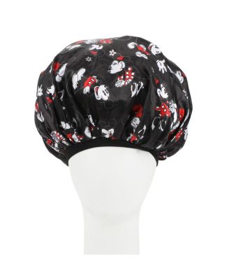 Mickey & Minnie Mouse Women's All-Over Print Black Satin Bonnet