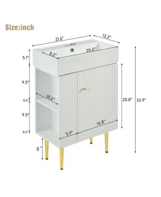 21.6" Bathroom Vanity Combo Cabinet with Single Ceramic Sink and Left Side Storage