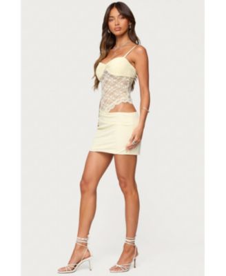 Women's Sheer Lacey Asymmetric Mini Dress