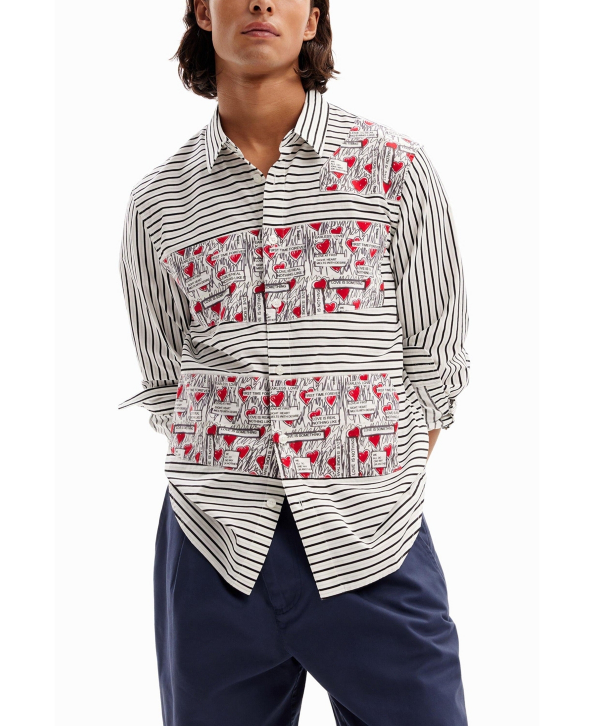 Men's Striped love shirt - White
