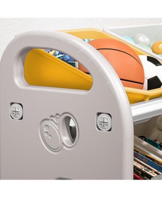 Kids Toy Storage Organizer with 6 Bins, Multi-functional Nursery Organizer Kids Furniture Set Toy Storage Cabinet Unit