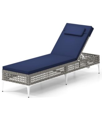 Patio Chaise Lounge Chair w/ 6-Position Adjustable Backrest Removable Cushion