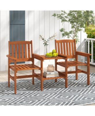 2-Piece Outdoor Bistro Set with Table and Built-In Umbrella Hole For Patio