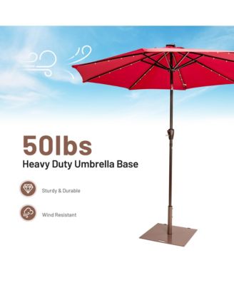 Square Weighted Patio Umbrella Base Stand 50 lbs Outdoor w/ 3 Adapters