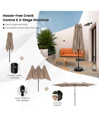 15FT Double-Sided Market Umbrella Large Crank Handle Vented Twin Patio